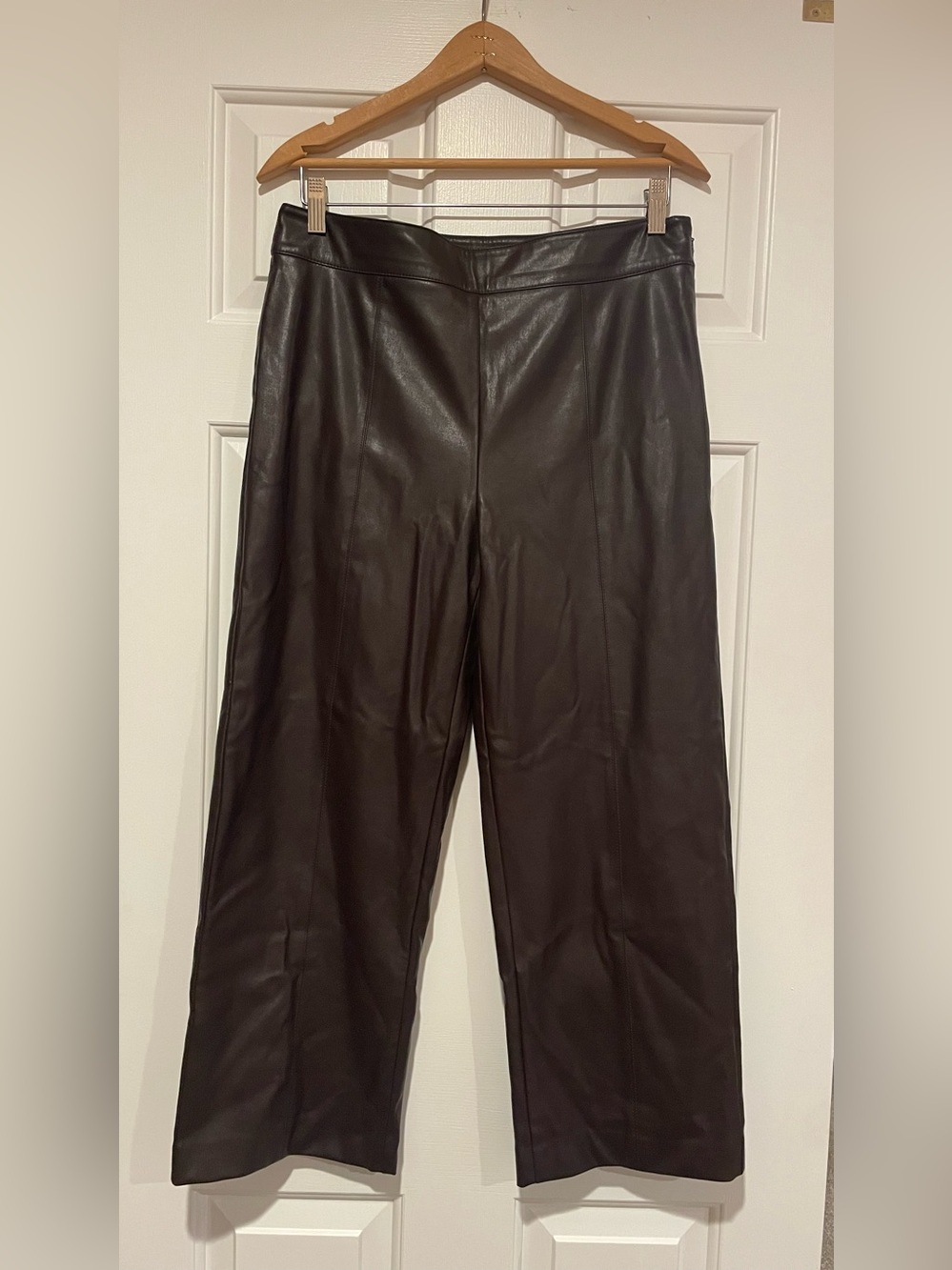 Ann Taylor Black Wide Leg Faux Leather Pants